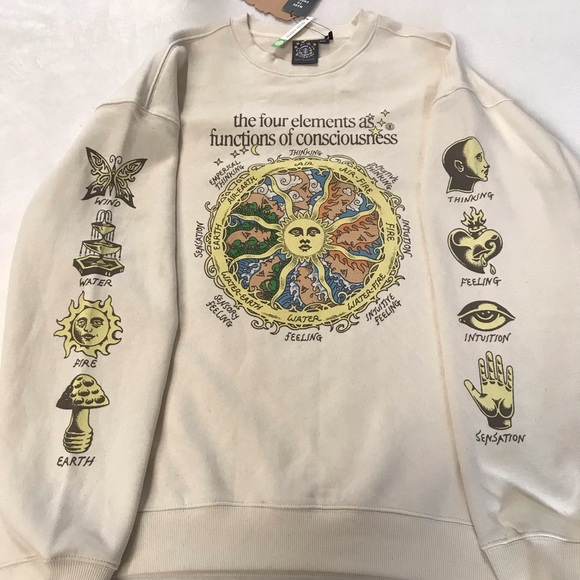 Jake Foreman Elements As Consciou Sweatshirt Women’s Size M Color Beige Pullover - Picture 12 of 16